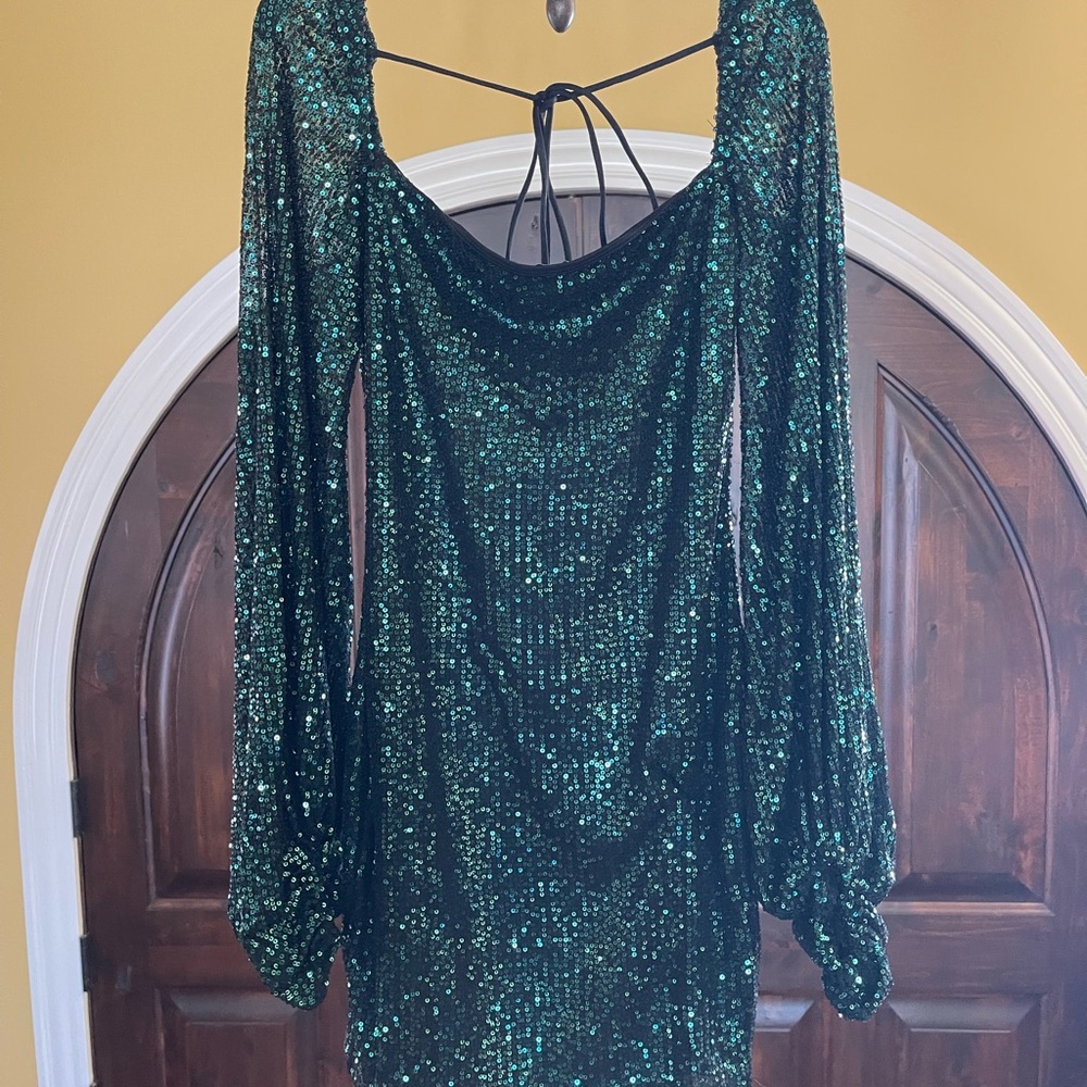 Lucy in the Sky Emerald Green Sequin Mini Dress